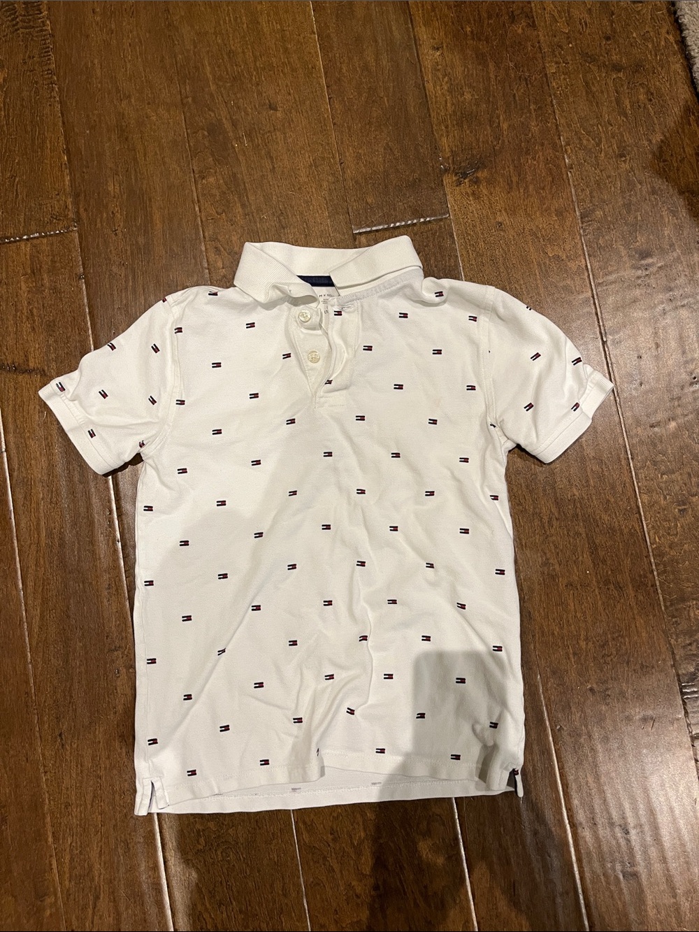 Tommy Hilfiger White Polo with Mini Flag Embroidery